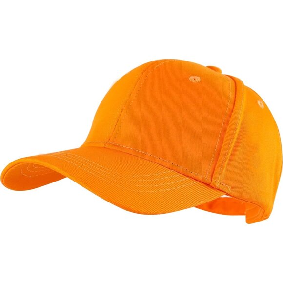 Unisex Structured-orange Baseball Cap Cotton Fits Washed Denim Adjustable Hat - Picture 1 of 3